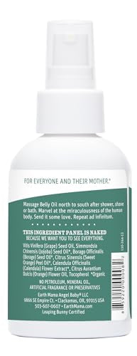 Earth Mama Belly Oil for Dry Skin | Calendula Skin Care Moisturizer Oil to Encourage Natural Elasticity and Help Prevent Stretch Marks During Pregnancy and Postpartum, 4-Fluid Ounce