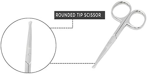 Rounded Stainless Steel Facial Hair Scissors/Safety Scissor for - Nose, Eyebrows, Facial Hair, Eyelashes, Moustache, Beard Trimming, Baby Nail.