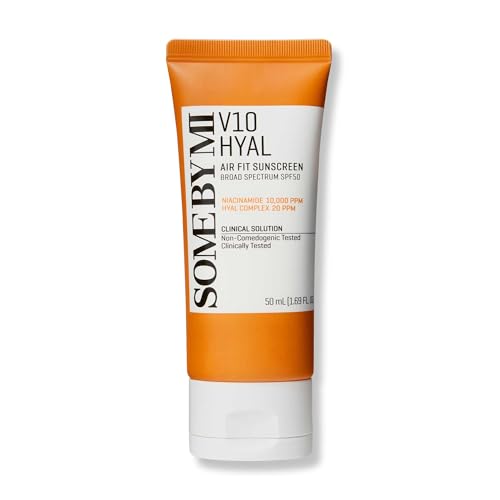 SOME BY MI V10 Hyal Air Fit Sunscreen - 1.69oz, 50ml - Travel Size Korean Centella Sunscreen for Face with SPF 50 UV Protection - No White Cast, No Eye Irritation for Sensitive Skin - Korean Skin Care