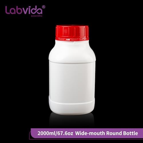1 PC Lab Reagent Bottles with Red Tamper Evident Cap, 2000ml/67.6oz Wide Mouth Round Sample Storage Container Sealing Bottles for Classrooms, Storage at Home, or Laboratories, LVAP001