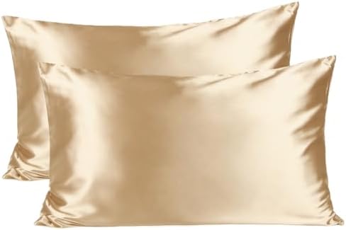 Yanibest Satin Pillowcase, Silk Pillow Cases for Hair and Skin with Zipper, Queen Pillow Cases Set of 2 for 20"x30", Exquisite Packaging for Women Men