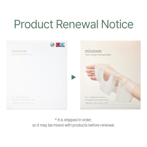 mixsoon Hydrogel Collagen Mask (35gX5ea) Plant-Based Nutrition, Radiance, Hydration All-In-One Firming, Ingredients Absorbing Over Time Korean Bean Essence Korean Collagen Mask