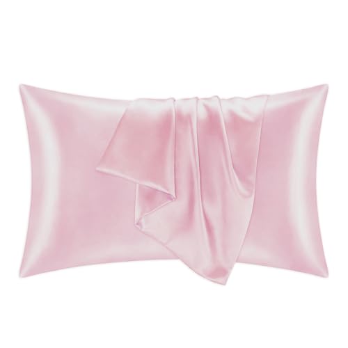 Mulberry Silk Pillowcases for Women - Premium 100% Silk Pillowcases for All Hair Types - Made in USA Silk Pillow Covers - Silk Pillowcases for Frizz Prevention (Pink, Queen)