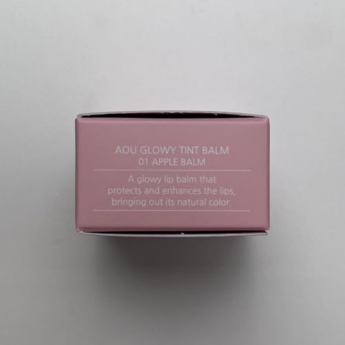 AOU GLOWY TINT BALM Tinted Lip Balm with Natural Gloss Instant Hydration for Chapped Lips 0.12Oz (01 Apple Balm)
