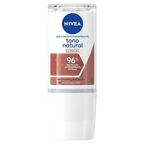 Clinical Whitening Deodorant Natural Tone / 96 hour protection antiperspirant for women in roll on/Pack of 3 (50 milliliters 1.7 Fl Oz)