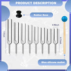 TENFLY Tuning Fork Set of 8 (256 Hz，288 Hz，320 Hz，341.3 Hz，384 Hz，426.6 Hz，480 Hz，512 Hz), Tuning Forks Perfect for Healing, Chakra, Sound Therapy, Keep Body, Mind and Spirit in Perfect Harmony