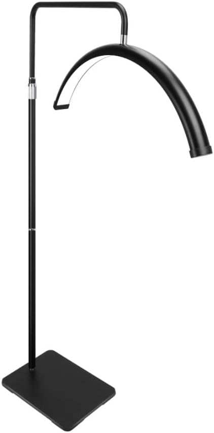 Eyelash Lamp - Dimmable LED Floor Lamp Lash Light for Eyelash Extensions, Salon SPA, Esthetician, Tattoo Artists - Rotating Half-Moon Head, Shadowless Lighting, Adjustable Brightness (Classic Black)