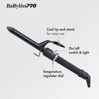 BaByliss Pro Spring Curling Iron, Porcelain Ceramic Professional For Multiple Hair Types, Reaches 430 Degrees for Loose Long Lasting Curls