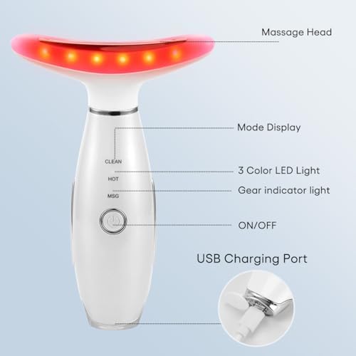 LATME Facial Massager,Neck Face Massager Tool,3 Mode Massage with Heat,Portable Beauty Instrument for Skin Care Women Gift