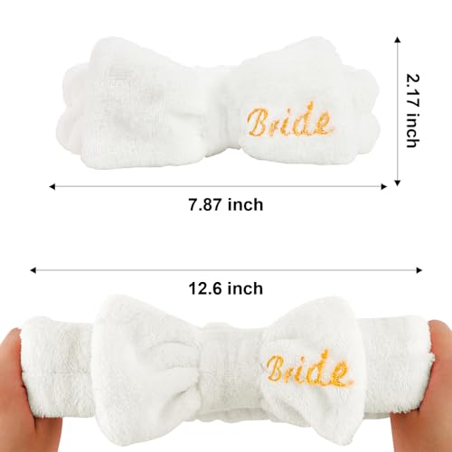 Semato Bachelorette Party Favor Set Bride Spa Headband Bride Headband and Bridesmaid Headband Skincare Headbands for Women Cute Bow Head Bands Party Supplies (1 bride+ 7 leopard)