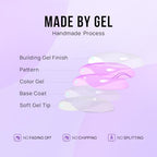 BTArtbox Press On Nails Almond - French Tip Press on nails, Medium Glue On Nails with Nail Glue, Silver Stick On Nails in 16 Sizes - 30 Fake Nails Kit, Zoomers