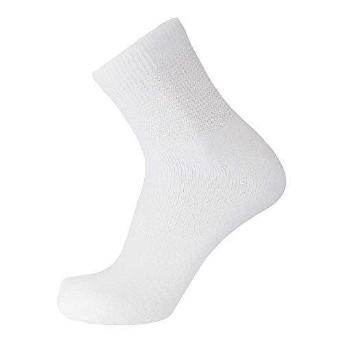 Big and Tall Diabetic Neuropathy Ankle Socks, King Size Mens Athletic Quarter Socks (13-16, White) - 6 Pairs