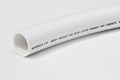 Sealproof 1.5" Dia Flexible PVC Pipe, Swimming Pool and Spa Hose, Pool Plumbing Schedule 40 Tubing, Made In USA, 1-1/2-Inch, 50 FT, White