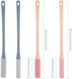 OWIIZI Toe Cleaning Brush 15.7" Foot Scrubber in Shower with Long Handle Silicone Foot Brush Soft Skin Exfoliation Lotion Applicator for Foot Seniors,Elderly, Men and Women 2Pack