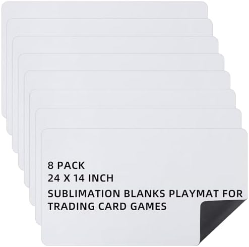 Yexiya 8 Pcs Card Game Mats 14 x 24 Inch Sublimation Blanks Playmat for Trading Board Game Smooth Rubber Playing Mat for Games, Mouse Pad (White)