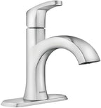 Moen Karis Chrome One-Handle Single Hole Bathroom Sink Faucet with Optional Deckplate, 84346