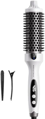 Wavytalk Blowout Boost Thermal Brush, 1.5 inch Heated Round Brush for Blowout Look, Negative Ion Technology, Ceramic Tourmaline, 5 Temperature Settings, Dual Voltage, White