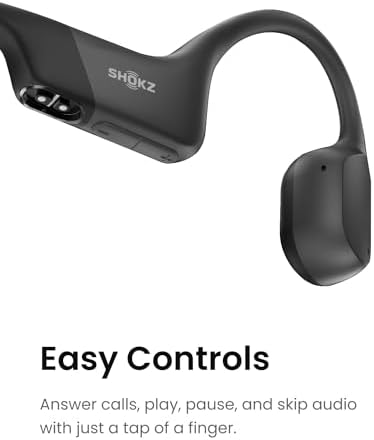 SHOKZ OpenRun - Open-Ear Bluetooth Bone Conduction Sport Headphones, Sweat Resistant Wireless Earphones for Workouts and Running, Built-in Mic, with Hair Band, Black