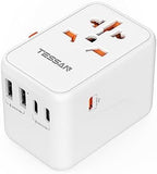 TESSAN Universal Travel Adapter Worldwide, GaN 65W International Plug Adaptor with 3 USB C 2 USB A Ports, World Power Outlet for European USA UK Australia Ireland(Type C/G/A/I)