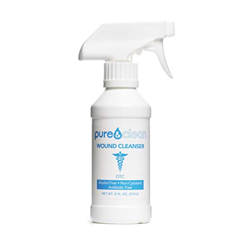 Pure & Clean Wound Cleanser and Lid Prep - Alcohol-Free Formula - Hypochlorous Acid (HOCl) & Oxygenated Water - For Wound Care - pH Balanced - Painless, Non-Cytotoxic Debriding Solution Spray - 8 Oz