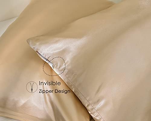 Yanibest Satin Pillowcase, Silk Pillow Cases for Hair and Skin with Zipper, Queen Pillow Cases Set of 2 for 20"x30", Exquisite Packaging for Women Men