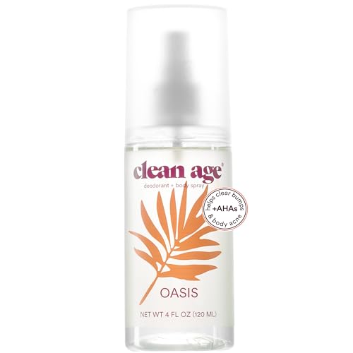 Aluminum Free Deodorant & Body Spray for Whole Body - Oasis 4oz - Clean Deodorant and Body Spray for Teen Boys and Girls - With AHA Fights Body Acne-Formula Specific Body Spray for Teens