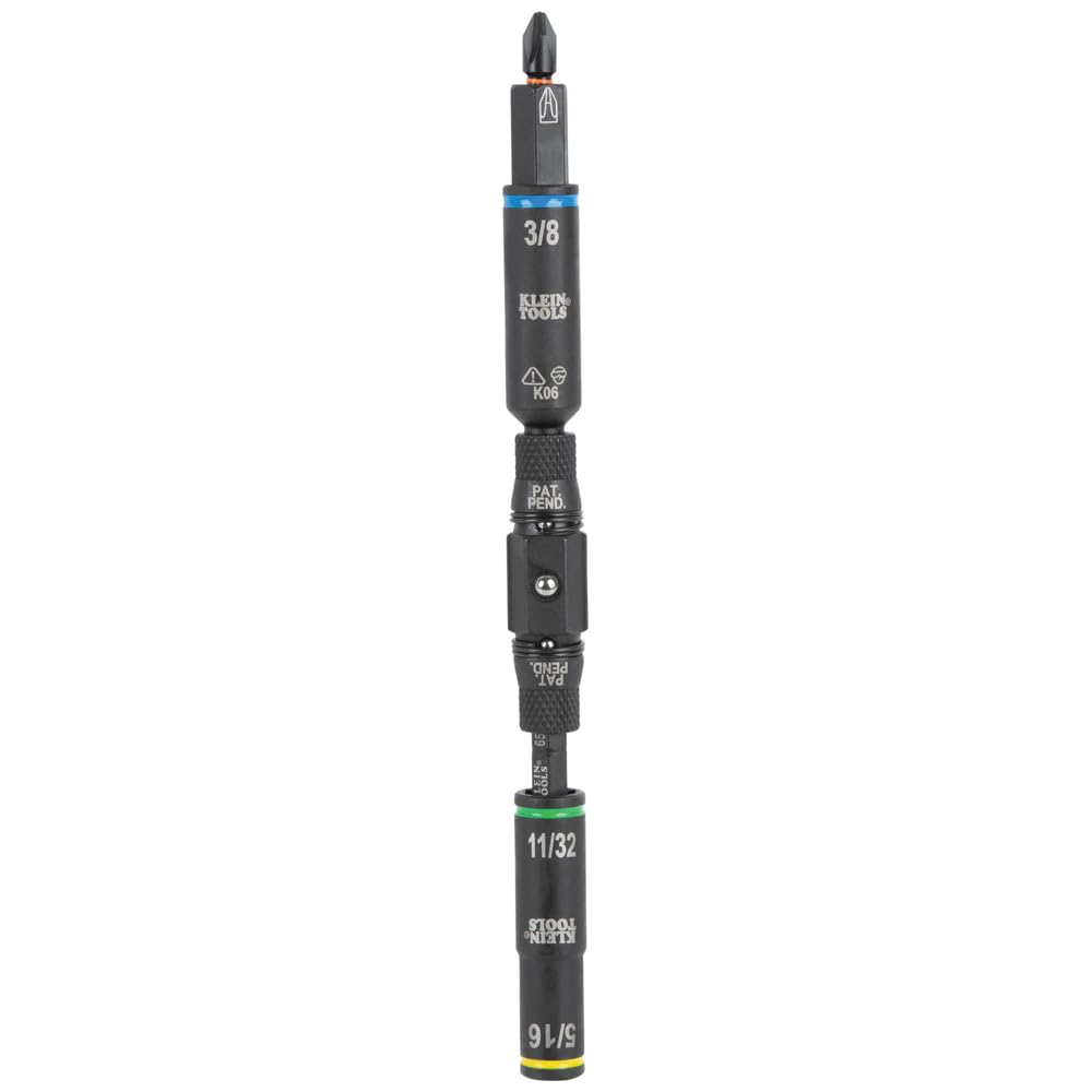 Klein Tools 32528HD KNECT 10-in-1 Impact-Rated Driver, Multi-Bit Screwdriver/Nut Driver with Deep-Well Flip Socket Sizes for Plumbing and HVAC