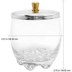 Beauticom Crystal Glass Dappen Dish for Acrylic Nail Dip Powder, Monomer, and Nail Polish Remover (Round Shape w/Stainless Steel Lid, 3 Pieces)