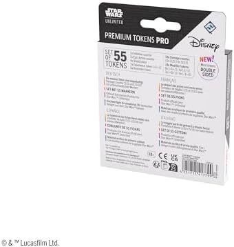 Gamegenic Star Wars: Unlimited Premium Tokens PRO - Enrich Gameplay with Acrylic Double-Sided Token Set, 55 Pieces Including Damage, Shield, and Modifier Counters