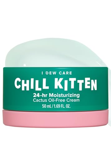 I DEW CARE Heartleaf Face Cream - Chill Kitten | Moisturizer with Moringa Seed, Prickly Pear, Aloe Vera Gel, Cactus Oil-Free, Glass Skin Look, Daily Use, for Dry Skin, Skin Barrier Repair, 1.69 FL Oz