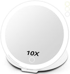 Large 10X Magnification 7 Inch Rechargeable Travel Makeup Mirror, Portable Vanity Mirror with 80 LED Lights, 3 Color Lighting and Dimmable Touch Screen,Travel Essentials,Gift for Women