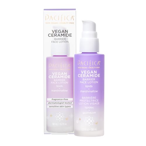 Pacifica Face Moisturizer - Vegan Ceramide Barrier Repair Face Lotion, Hydrating, For Dry Skin, Dermatologist Tested, Safe for Sensitive Skin, Fragrance Free, Vegan + Cruelty Free