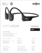 SHOKZ OpenRun - Open-Ear Bluetooth Bone Conduction Sport Headphones, Sweat Resistant Wireless Earphones for Workouts and Running, Built-in Mic, with Hair Band, Black