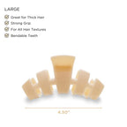 TELETIES - Large Hair Clip - Strong Grip, Bendable Teeth, Comfortable Curved Design - Ideal for Thick Hair - For All Hair Textures - Almond Beige
