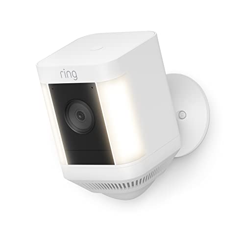 Like-New Ring Spotlight Cam Plus, Battery | Home or business security with HD video, Two-Way Talk, Color Night Vision, and Security Siren (2022 release) - White