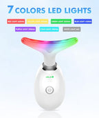 Red-Light-Therapy-for-Face-and-Neck, 7 Color Face Massager Tool for Wrinkles, Double Chin, Vibrating Facial Massager with Thermals for Skin Care, Glossy White
