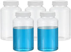PATIKIL 5 Pcs 500ml Reagent Bottles, PET Wide Mouth Round Bottles with Screw Cap for Lab Water Reagent Liquids Solid Sample Storage Seal, Transparent