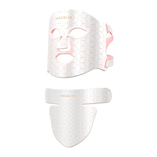 Led Red Light Therapy Face & Neck Mask, 7 Colors Led Light Therapy Facial Mask, Infrared Red Light Therapy Mask, Infrared Light Skin Rejuvenation(White)