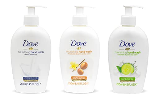 Dove, Nourishing Hand Wash Variety of 3 (Deeply Nourishing, Shea Butter & Warm Vanilla, Cucumber & Green Tea) - 250 ML (8.45 FL OZ) - International Version…