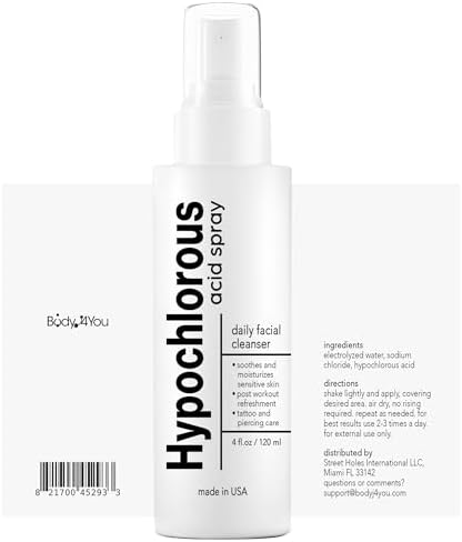 BodyJ4You Hypochlorous Acid Spray for Face Cleaner - HOCL Facial Toner Acne Sensitive Skin - HOCL Molecule Spray Topical Skin Redness Relief Breakouts - Piercing Aftercare Fine Mist - Pack of 2