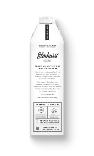 Elmhurst 1925 Milked Oats Sweetened Oat Milk, Dairy Free, Vegan, 32 Ounce (Pack of 6)