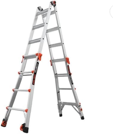 Little Giant Ladders Velocity, 17-Ft Folding Multi-Position Ladder, Aluminum, 300 lb Load Capacity, Type 1A Extra Heavy Duty, 18-Ft Reach, with Ratchet Levelers and Wheels (15417-801)