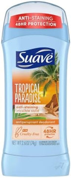Suave Deodorant 2.6 Ounce 24Hr Tropic Paradise Invis. Solid (76ml) (2 Pack)