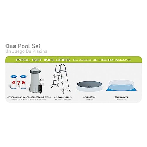 Intex Easy Set 15 ft x 42in Above Ground Pool Set, Round Inflatable Swimming Pool with 1000 GPH Cartridge Filter Pump, Ladder, Cover, & Ground Cloth