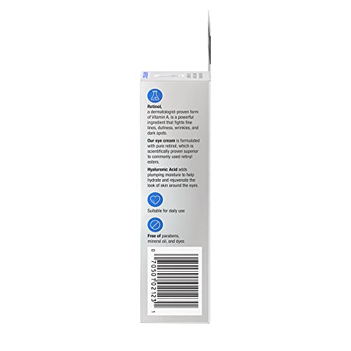 Neutrogena Rapid Wrinkle Repair Retinol Anti-Wrinkle Eye Cream for Dark Circles, Daily Eye Wrinkle Cream with Hyaluronic Acid & Retinol, Paraben-Free, 0.5 fl. oz