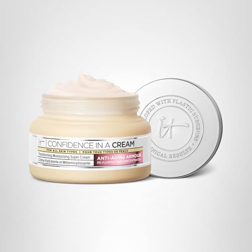 IT Cosmetics Confidence in a Cream - Hydrating & Anti Aging Face Moisturizer, Visibly Reduces Fine Lines & Wrinkles, Up To 48H Hydration, Repairs Skin Barrier, Squalane & Ceramides - 2 fl oz