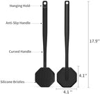 iTokGoK® Premium Silver-Infused Silicone Back Scrubber with Long Handle Back Brush for Shower,Back Brush Long Handle for Men and Women,Ergonomic No-Slip Handle, Long-Lasting (Black)
