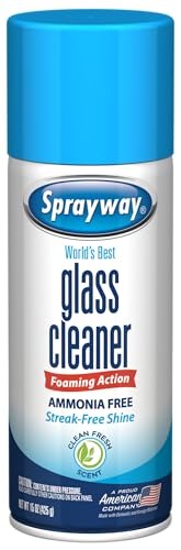 Sprayway Glass Cleaner Foaming Aerosol Spray, 15oz, Pack of 6 | Ammonia-Free, Streakless, Fast-Acting | Cleans & Polishes Glass Surfaces | Fresh Scent, Removes Fingerprints, Dust, Dirt, Smoke Film