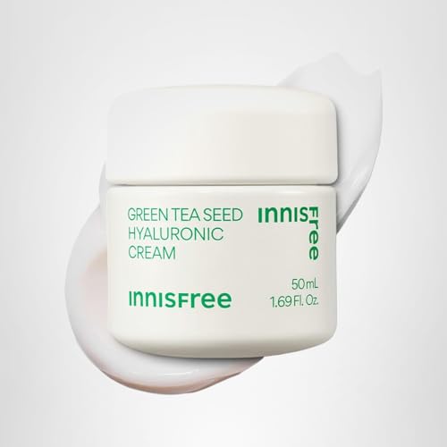 innisfree Green Tea Seed Hyaluronic Acid Cream With Barrier Boosting Complex and Ceramide, Korean Hydrating Face Moisturizer and Balancing Cream