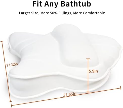 Extra Thick Large Bath Pillow with Neck,Back,Head Support for Bathtub, Spa, Soaking White(21''x17'')